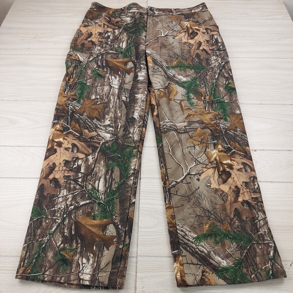 ScentLok Hunting Pants Mens XL Brown Realtree Xtra Camo Fleece Lined Tactical